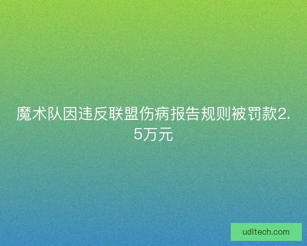 魔术队因违反联盟伤病报告规则被罚款2.5万元